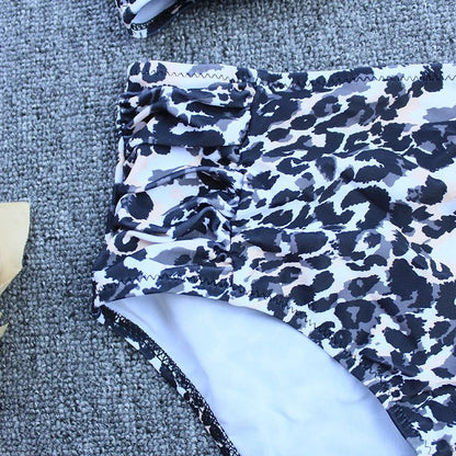 Vintage Leopard Push Up Plus Size Bikini Set