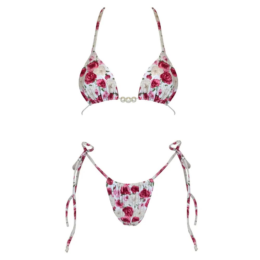 Luxury Pearl Halter Micro Brazilian Bikini Set