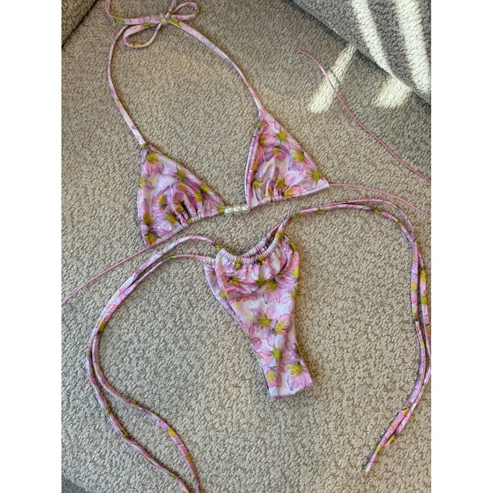 Luxury Pearl Halter Micro Brazilian Bikini Set