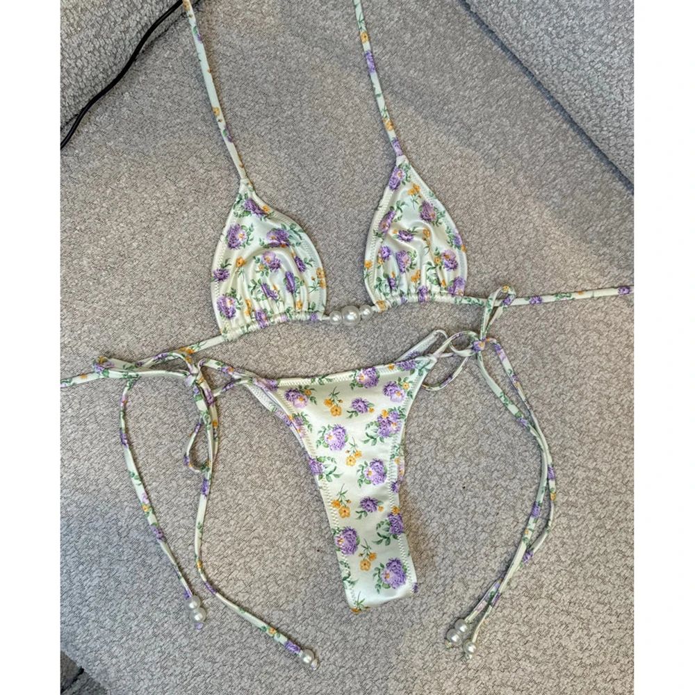 Luxury Pearl Halter Micro Brazilian Bikini Set