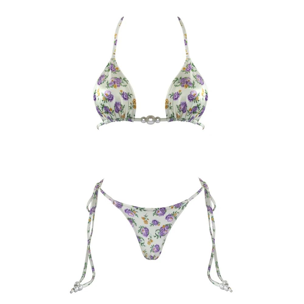 Luxury Pearl Halter Micro Brazilian Bikini Set