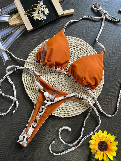 RUOTONGSEPT Leopard Push Up Thong Bikini Set