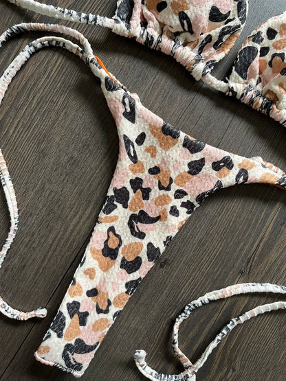 RUOTONGSEPT Leopard Push Up Thong Bikini Set
