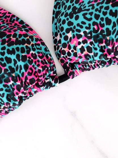 Colorful Polka Dot Lace Up Bikini Set