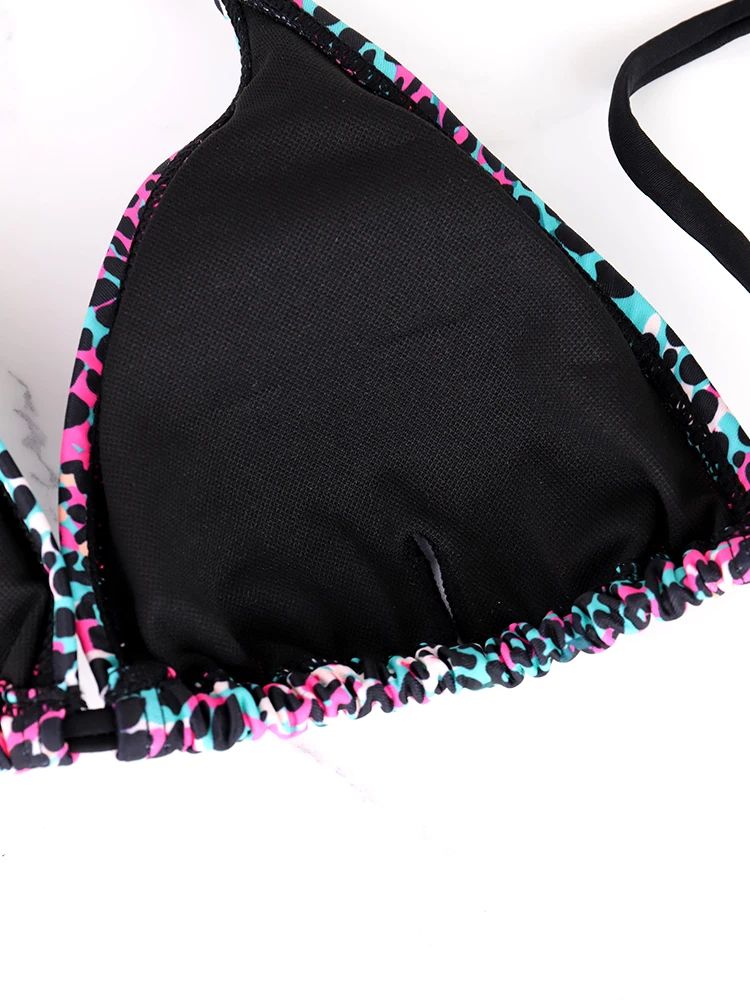Colorful Polka Dot Lace Up Bikini Set