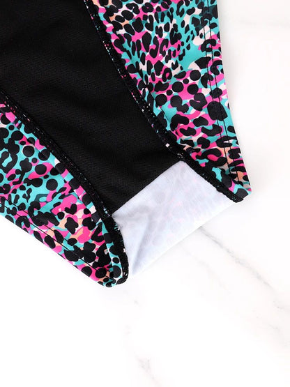 Colorful Polka Dot Lace Up Bikini Set