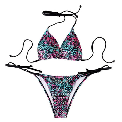 Colorful Polka Dot Lace Up Bikini Set
