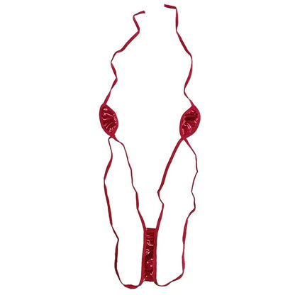 PU Patent Leather Tie Side Thong Bikini