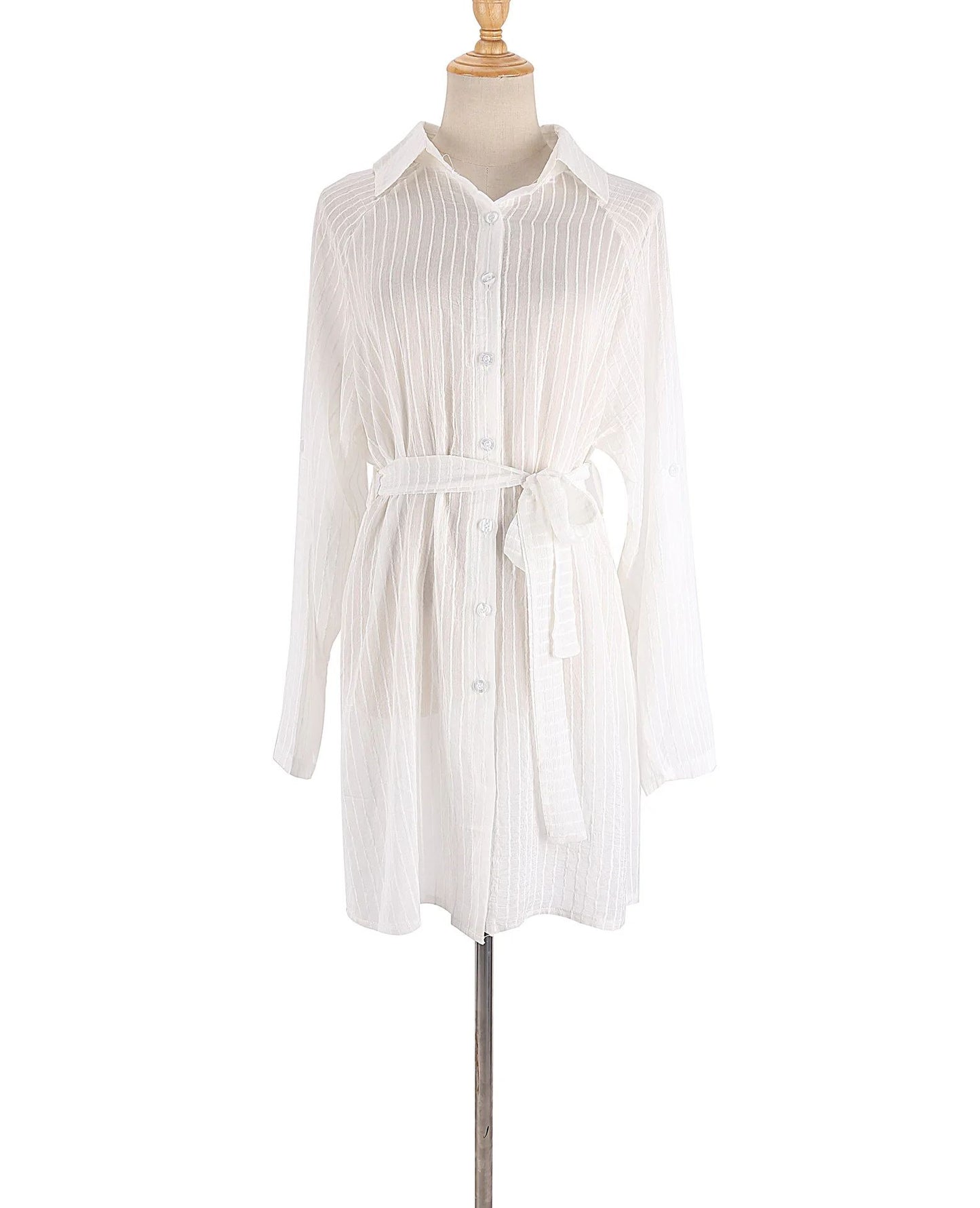 Elegant Belted Kimono Beach Cover Up