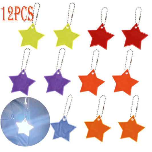 Super Bright Reflector Pendant, Stars Key Chain, 6 Color Stroller and Bag Decorations