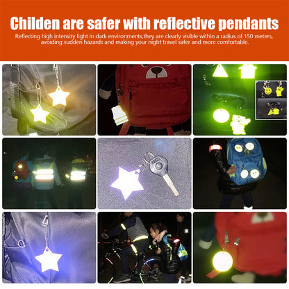 Super Bright Reflector Pendant, Stars Key Chain, 6 Color Stroller and Bag Decorations
