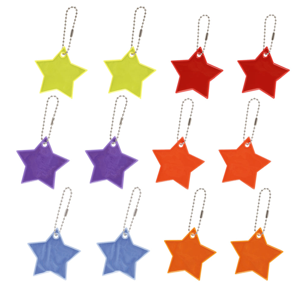 Super Bright Reflector Pendant, Stars Key Chain, 6 Color Stroller and Bag Decorations