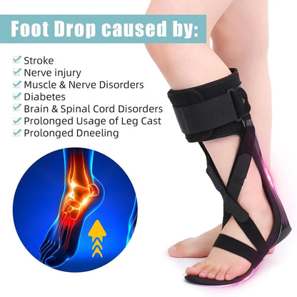 Adjustable Foot Drop Support Brace for Stroke, MS, Hemiplegia | Medical Ankle Foot Orthosis for Men & Women