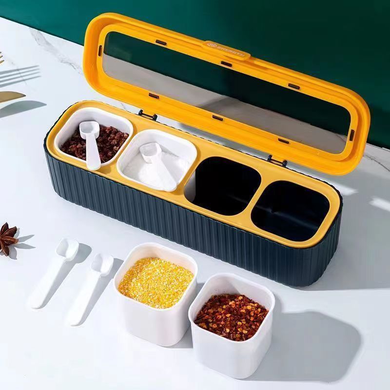 Crystal Seasoning Box, Spice Rack Seasoning Storage Container with Spoon, Spice Pots for Pepper and Kitchen Tools
