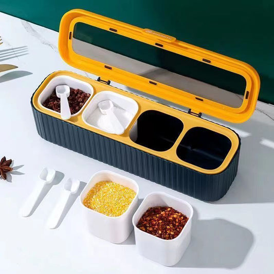 Crystal Seasoning Box, Spice Rack Seasoning Storage Container with Spoon, Spice Pots for Pepper and Kitchen Tools