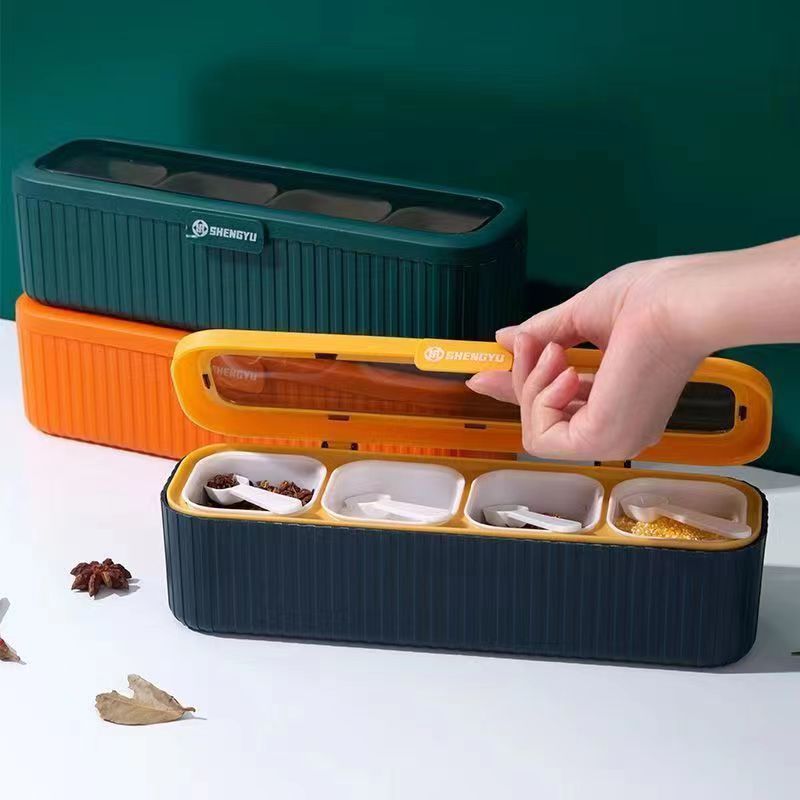 Crystal Seasoning Box, Spice Rack Seasoning Storage Container with Spoon, Spice Pots for Pepper and Kitchen Tools