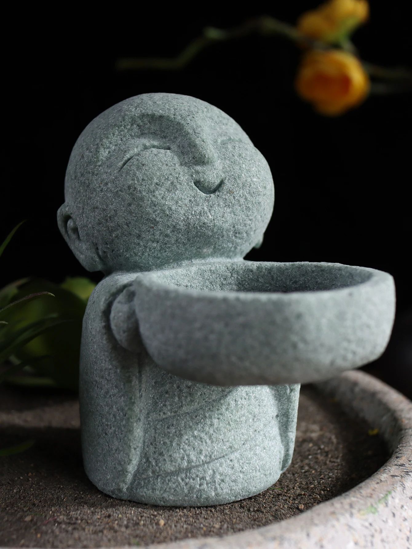 Little Monk Candle Holder – Retro Resin Candle Stand for Home Decor