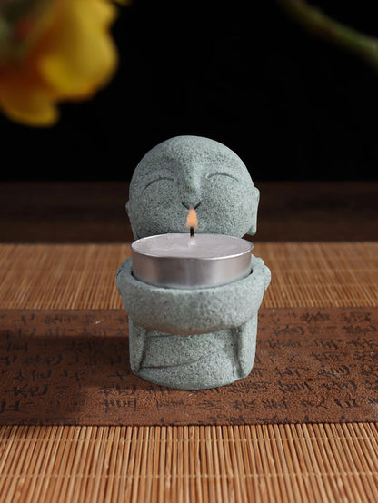 Little Monk Candle Holder – Retro Resin Candle Stand for Home Decor