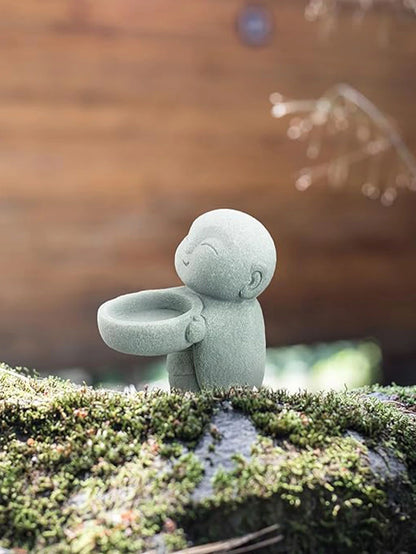 Little Monk Candle Holder – Retro Resin Candle Stand for Home Decor