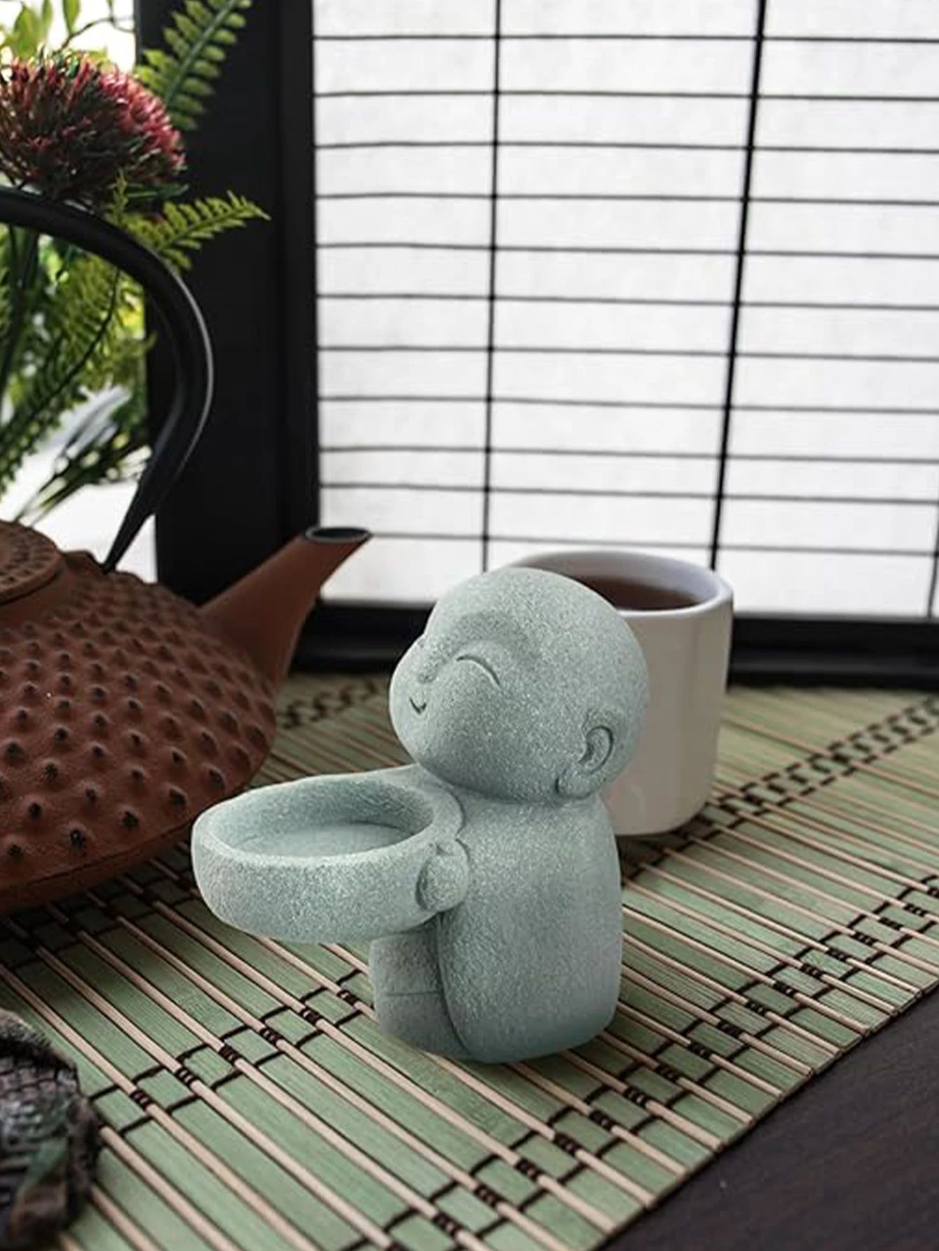 Little Monk Candle Holder – Retro Resin Candle Stand for Home Decor