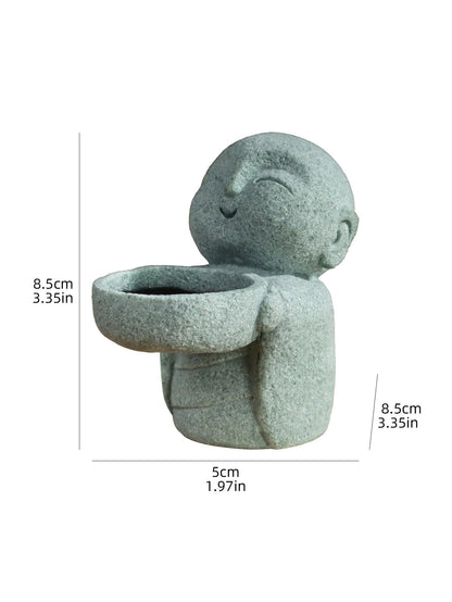 Little Monk Candle Holder – Retro Resin Candle Stand for Home Decor