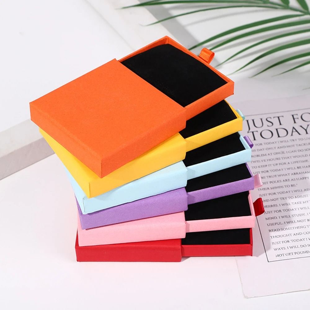 Creative Drawer Jewelry Packaging Box – Solid Color Cardboard Storage Organizer