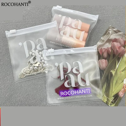 Custom Logo Frosted Zipper Jewelry Pouch – Biodegradable Mini Gift Packaging