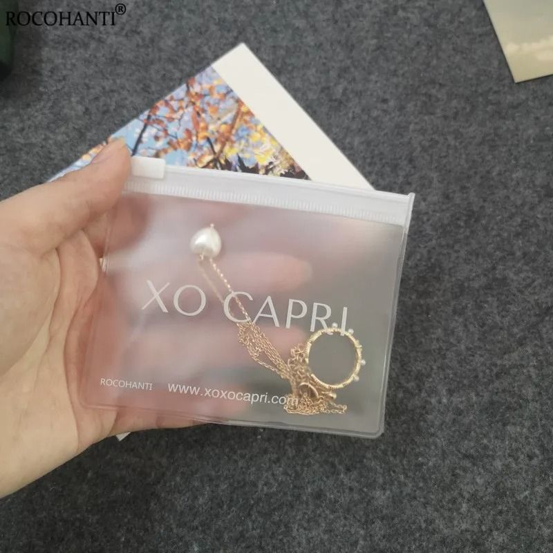 Custom Logo Frosted Zipper Jewelry Pouch – Biodegradable Mini Gift Packaging