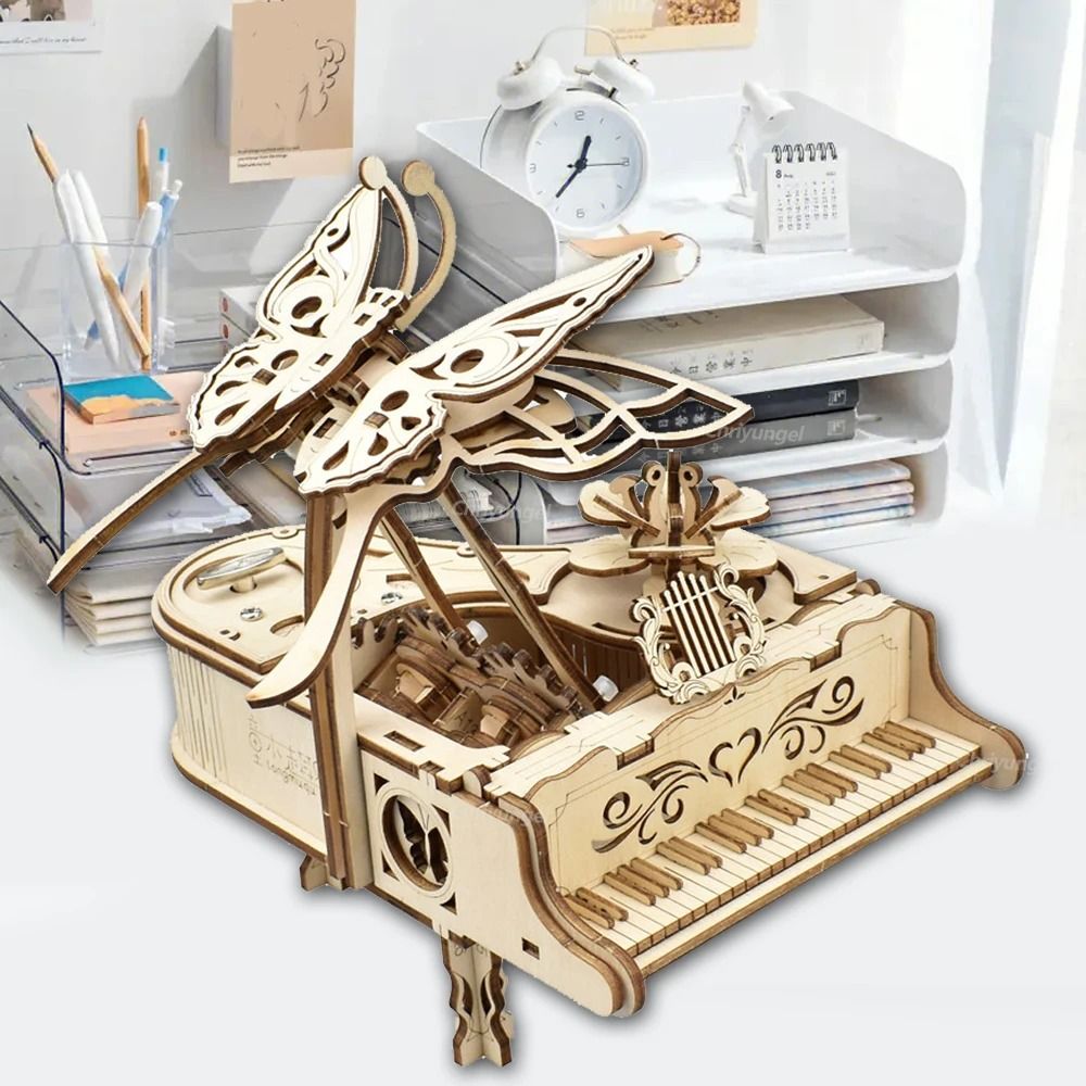 3D Wooden Puzzle Music Box – DIY Piano Model Kit