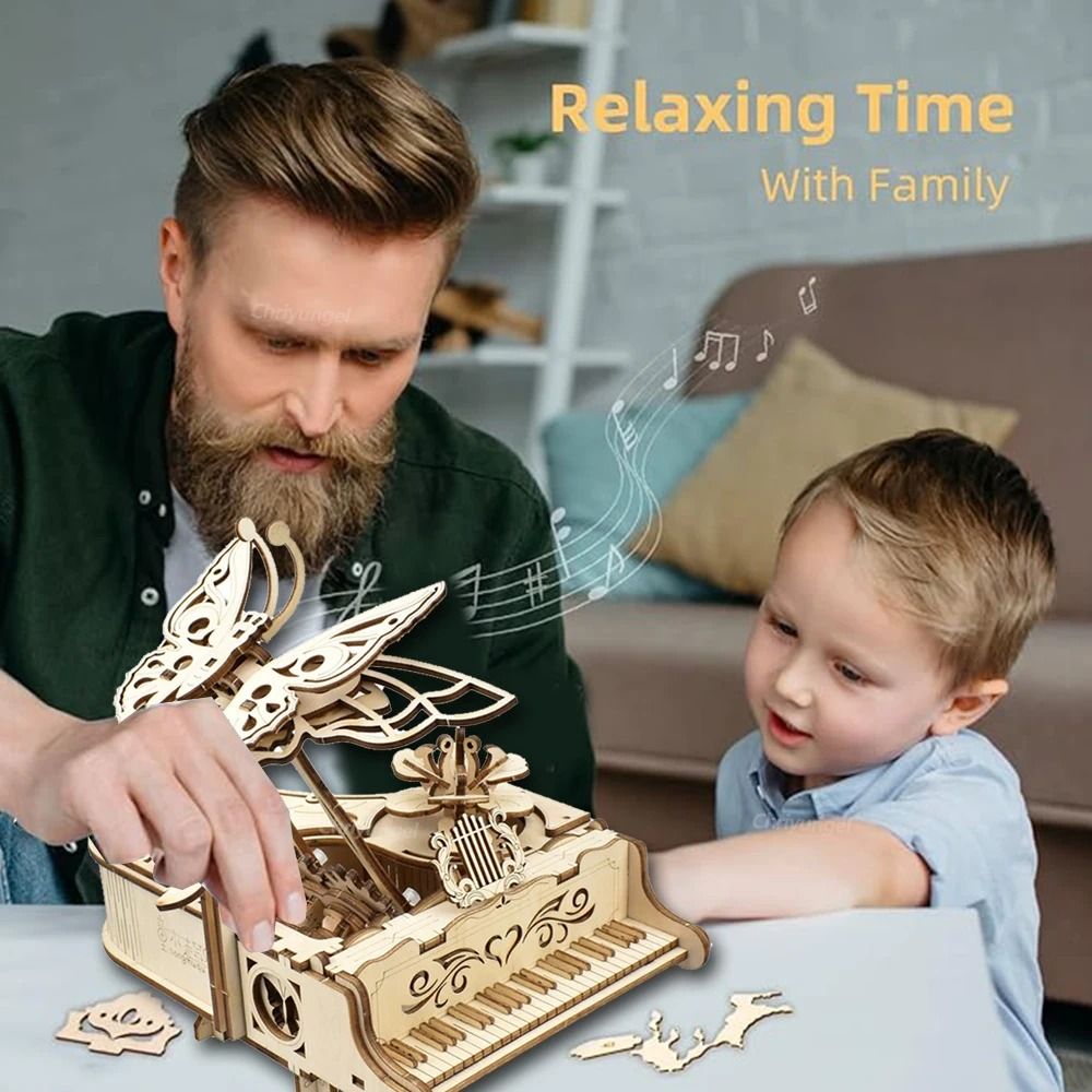 3D Wooden Puzzle Music Box – DIY Piano Model Kit