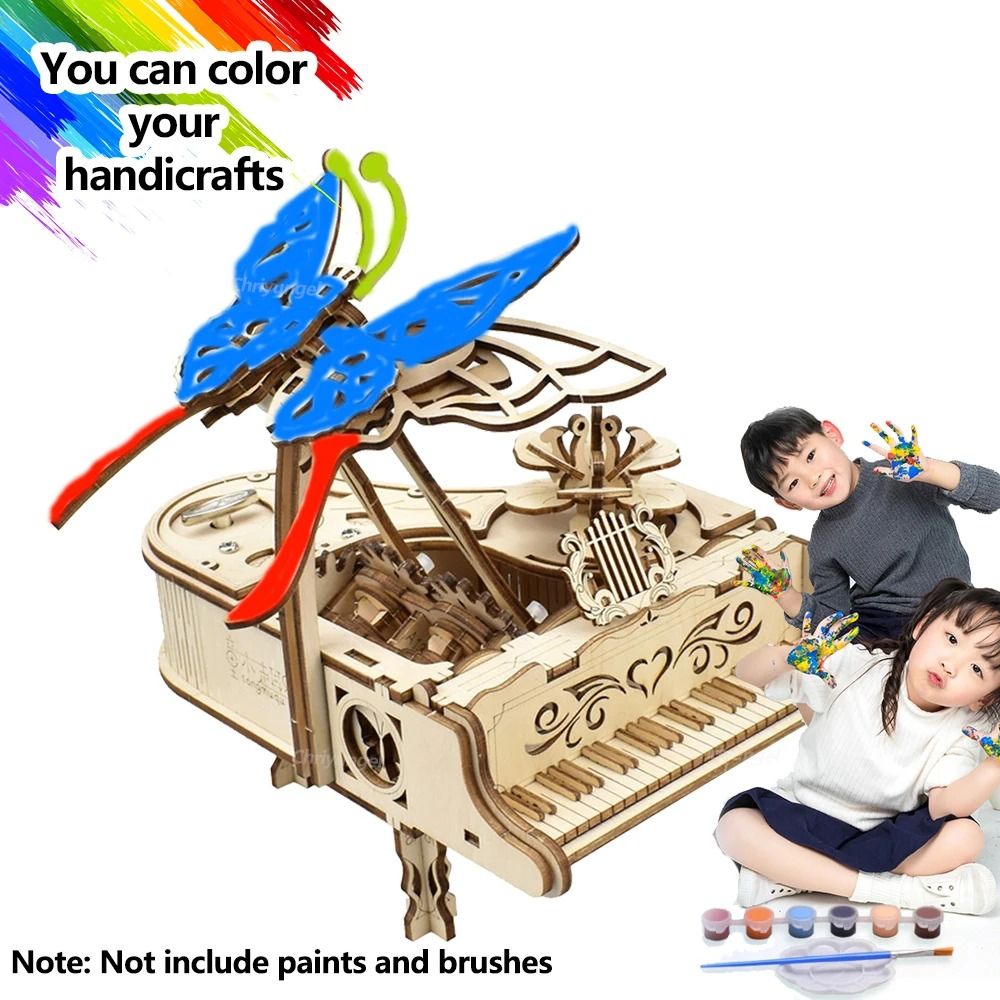 3D Wooden Puzzle Music Box – DIY Piano Model Kit