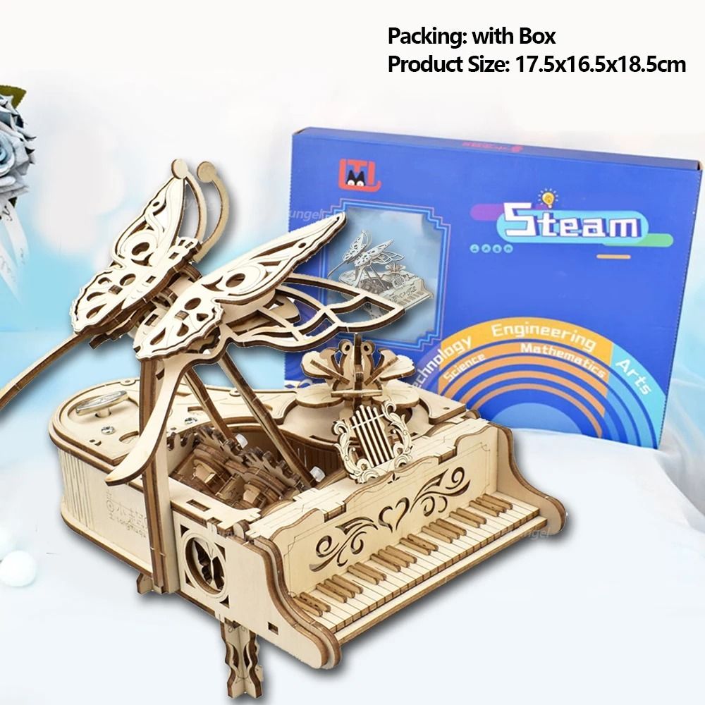 3D Wooden Puzzle Music Box – DIY Piano Model Kit