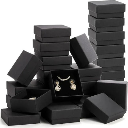 Black Kraft Jewelry Gift Boxes – 32 Pcs Cardboard Packaging Set