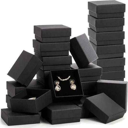 Black Kraft Jewelry Gift Boxes – 32 Pcs Cardboard Packaging Set