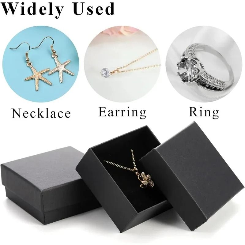 Black Kraft Jewelry Gift Boxes – 32 Pcs Cardboard Packaging Set