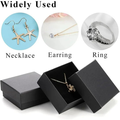 Black Kraft Jewelry Gift Boxes – 32 Pcs Cardboard Packaging Set
