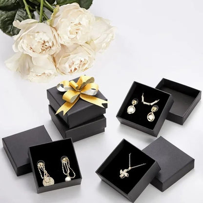 Black Kraft Jewelry Gift Boxes – 32 Pcs Cardboard Packaging Set