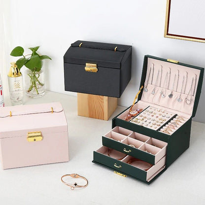 Lock Arch Three-Layer Jewelry Box – Secure All-in-One Storage
