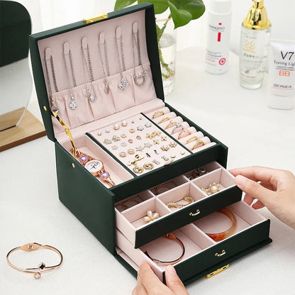 Lock Arch Three-Layer Jewelry Box – Secure All-in-One Storage