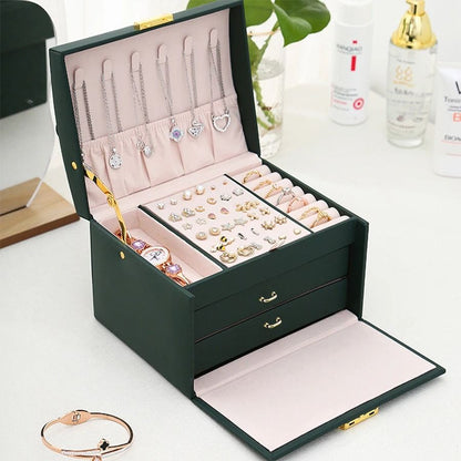 Lock Arch Three-Layer Jewelry Box – Secure All-in-One Storage