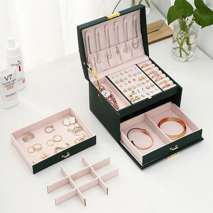 Lock Arch Three-Layer Jewelry Box – Secure All-in-One Storage