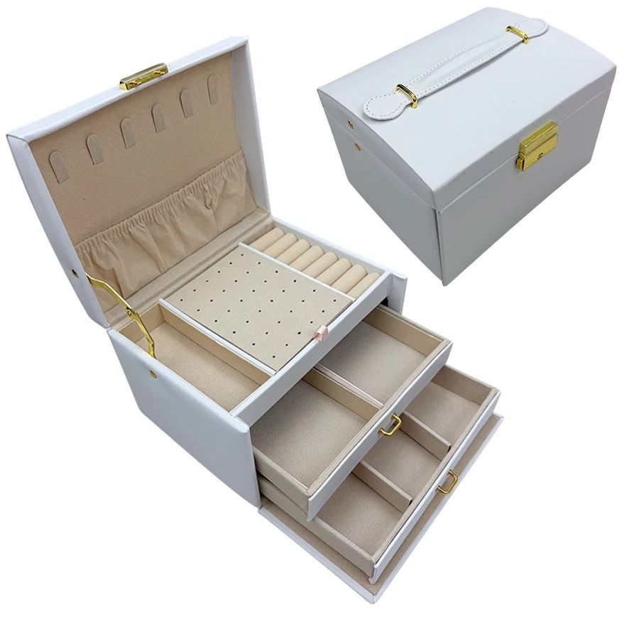 Lock Arch Three-Layer Jewelry Box – Secure All-in-One Storage