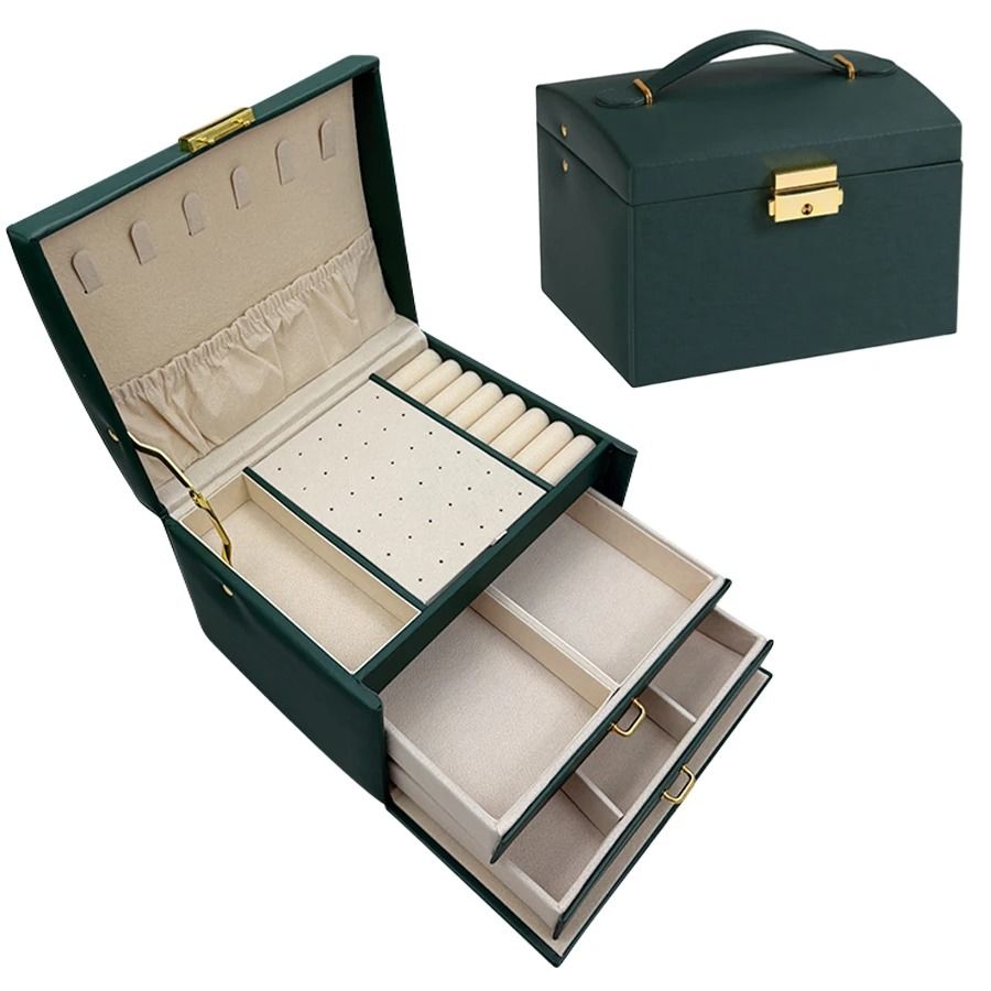 Lock Arch Three-Layer Jewelry Box – Secure All-in-One Storage