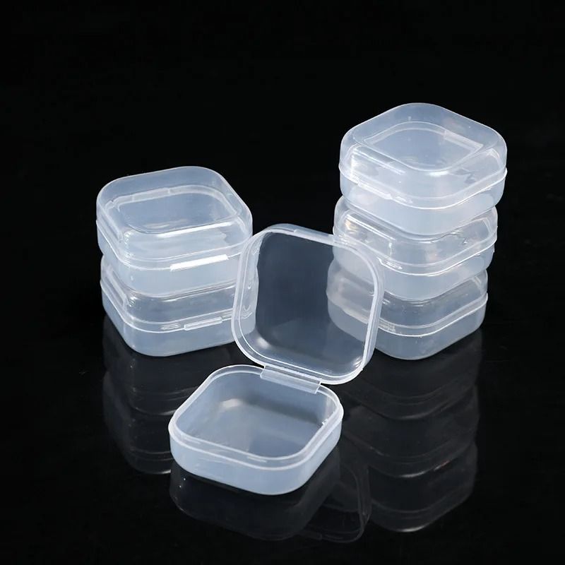 Transparent Mini PP Square Storage Boxes – 5 Pcs Multi-Purpose Organizers