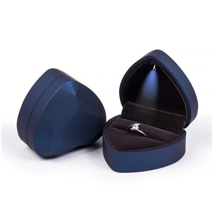 LED Lighted Jewelry Box – Heart & Square Velvet Proposal Cases