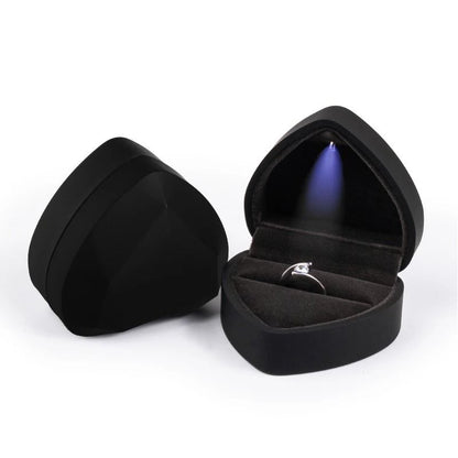 LED Lighted Jewelry Box – Heart & Square Velvet Proposal Cases