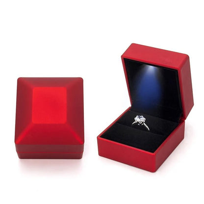 LED Lighted Jewelry Box – Heart & Square Velvet Proposal Cases