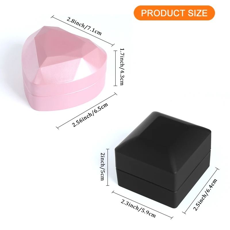 LED Lighted Jewelry Box – Heart & Square Velvet Proposal Cases