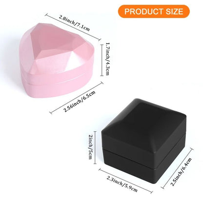 LED Lighted Jewelry Box – Heart & Square Velvet Proposal Cases