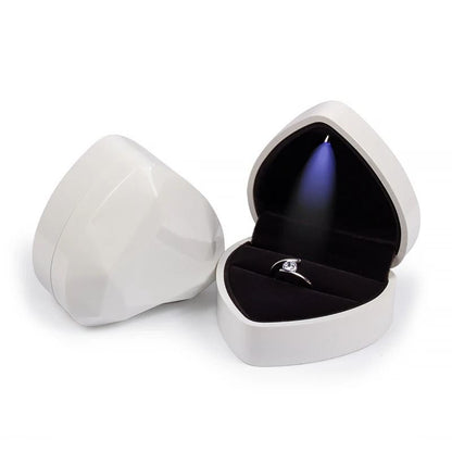 LED Lighted Jewelry Box – Heart & Square Velvet Proposal Cases